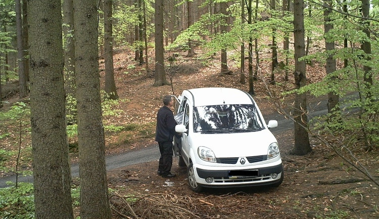 Auto zachycené v lese.  Foto: Městská policie