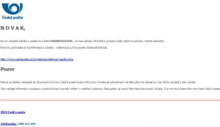 Podvodný e-mail.