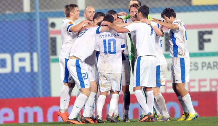Slovan se raduje z postupu do jarních kol Evropské ligy. Foto: Jaroslav Appeltauer