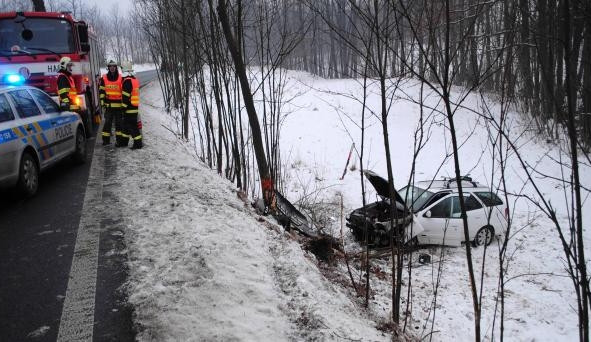 Auto skončilo po nárazu mimo silnici. Foto: Policie ČR