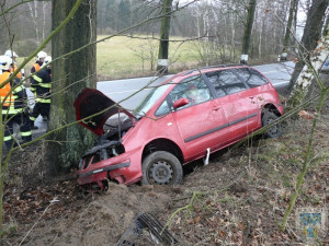Řidič vyvázl ze Seatu bez zranění. Foto: Hasiči Hrádek nad Nisou