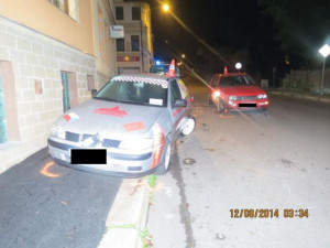 Řidička se lekla kočky a nabourala do zaparkovaného auta. Foto: Policie ČR