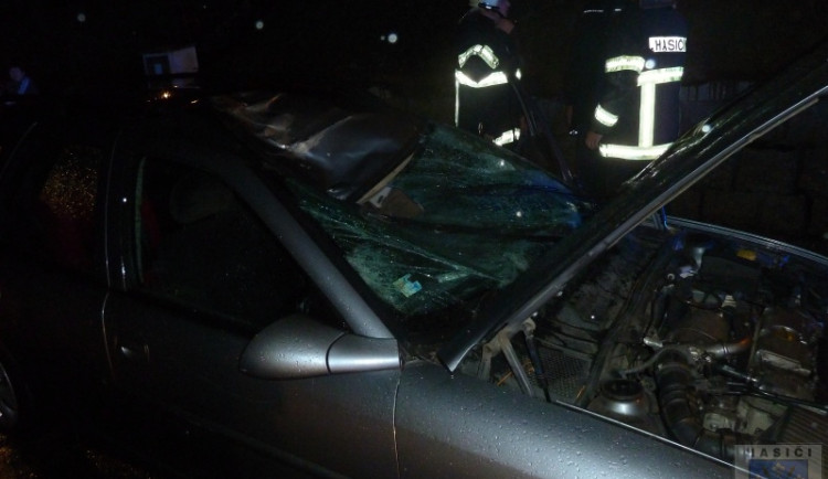 Kůň dopadl na střechu auta. Foto: Hasiči Hrádek nad Nisou