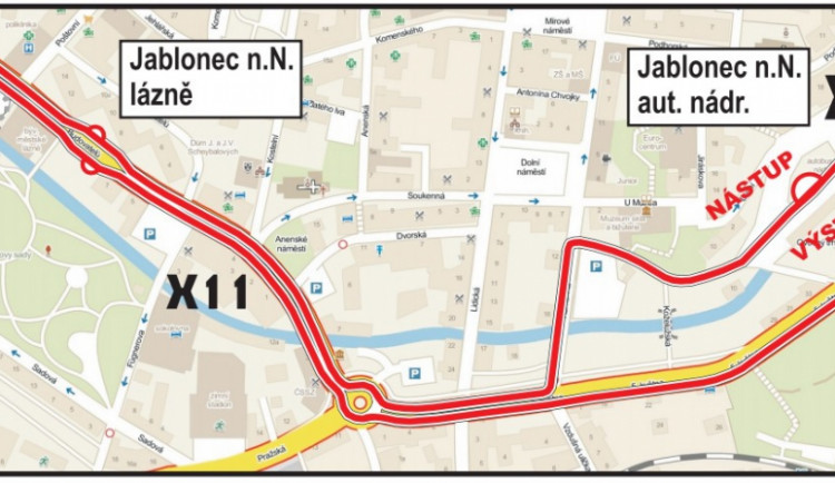 Nový plánek trasy výlukového spoje X11
