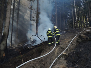 Další požár hektaru lesa, sucho nahrává lesním požárům