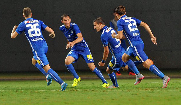 Radost hráčů Slovanu. Foto: Jaroslav Appeltauer