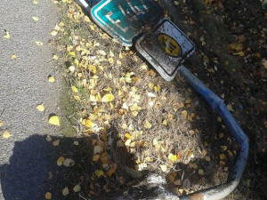 Řidič Thalie havaroval v neděli dopoledne na rychlostce. Přerazil značku a skončil v příkopu