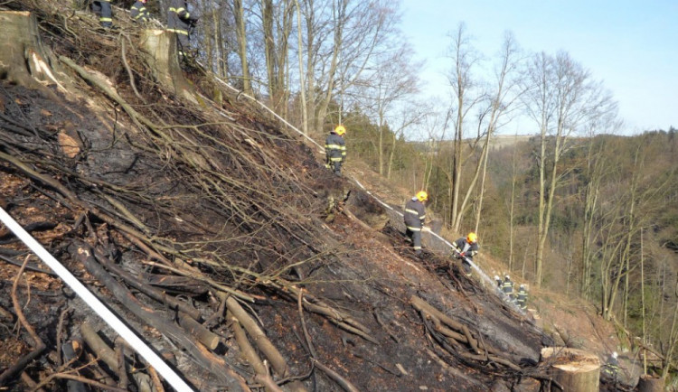 Požár hrabanky zaměstnal osm jednotek hasičů