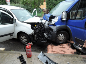 Nehoda dvou aut si vyžádala zranění jednoho člověka a psa