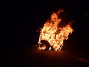 Požár auta v Turnově