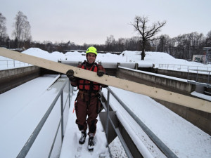 Zatoulaná liška spadal do jímky v čistírně odpadních vod, hasiči ji vytvořili lávku