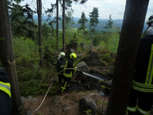 Na Hamrskách hořel les. Do těžkého terénu muselo speciální vozidlo