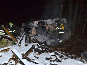 Požár karavanu v Rynolticích