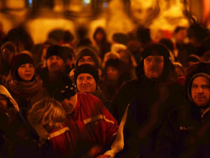 Pondělní demonstrace v Liberci.