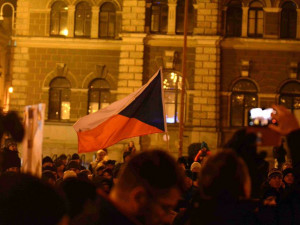 Pondělní demonstrace v Liberci.