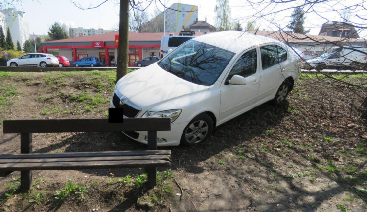 Řidička zapomněla zabrzdit svou Octavii. Auto bez řidiče urazilo několik metrů a narazilo do stromu.