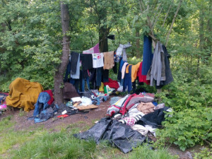 V lese žije parta bezdomovců