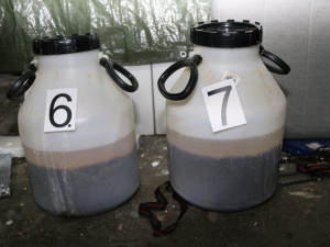 Část zadrženého materiálu.