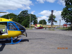 Nehoda motorkáře v Albrechticích.