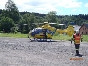 Nehoda motorkáře v Albrechticích.