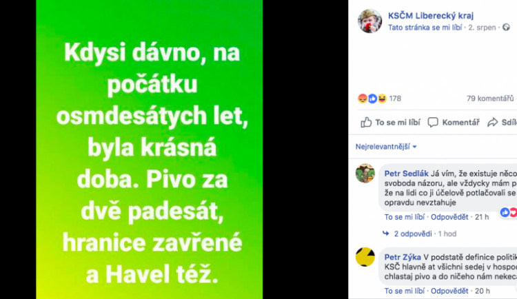 Pivo za dvě padesát, hranice zavřené a Havel též. Vtip na facebooku komunistů rozohnil veřejnost.