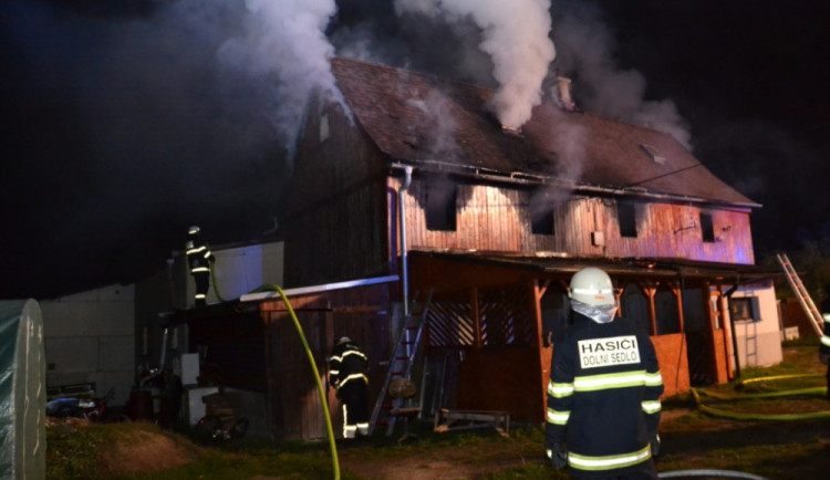Požár domu v Oldřichově.