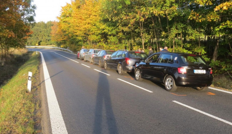 Řetězová nehoda na Albrechťáku.