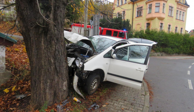 Osobák skončil kvůli nepozornosti ve stromě