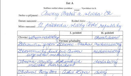 Vysvědčení vytvořené Libereckým krajem.