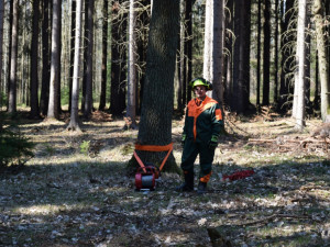 Hasiči si v rámci přeshraničního workshopu vyzkoušeli práci s motorovkou.