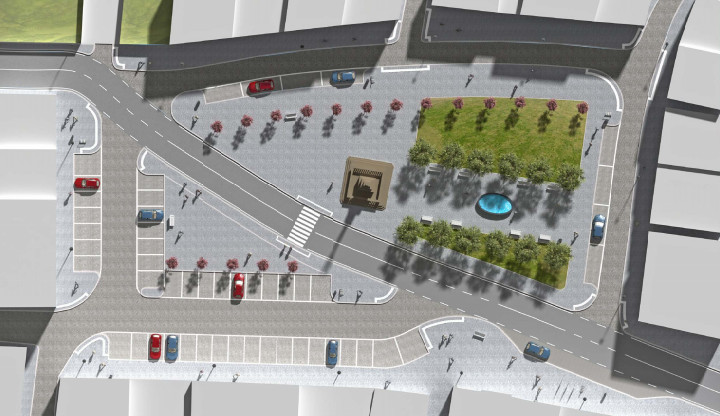 Návrh rekonstrukce náměstí Míru v Jablonném v Podještědí.