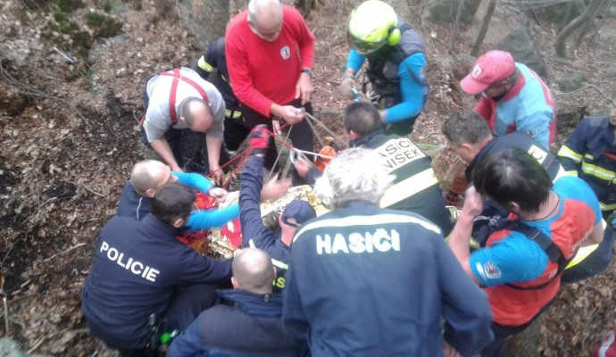 Zásah v těžko přístupném terénu.