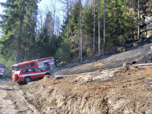 Požárů v přírodě rychle přibývá. U Troskovic zasahovalo šest jednotek hasičů
