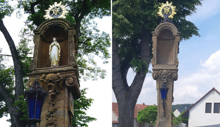 Neznámý zloděj ukradl z Božích muk mramorovou sochu Panny Marie