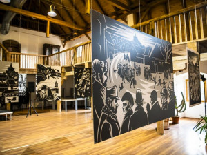 Výstavu originálních tisků Jaromíra 99 na téma Kafka najdete v Zámeckém pivovaru