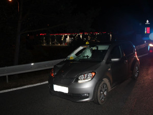 Vážná nehoda poblíž benzínky u Jestřebí. Auto tam srazilo chodce, nebyl vidět