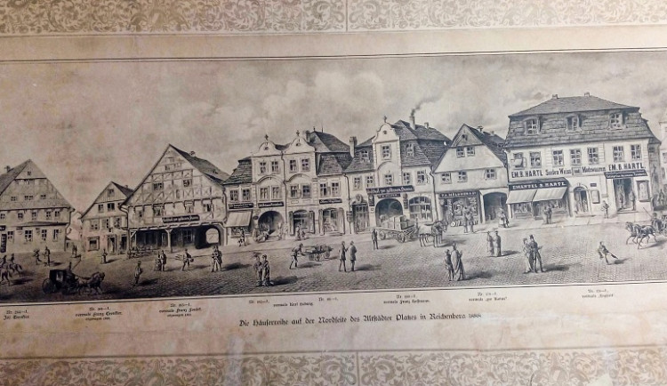 Řada domů, které stály na místě dnešní radnice