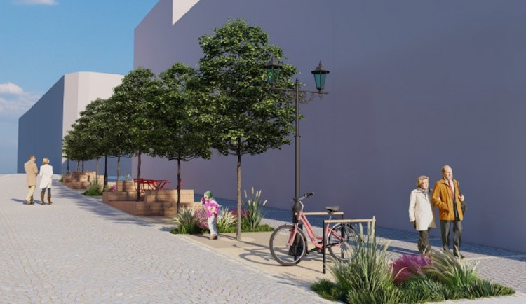 Posezení i šest stromů. Spodní část Moskevské ulice se na jaře promění