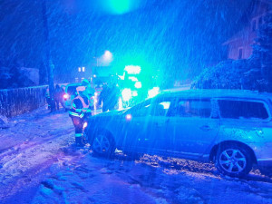 V Libereckém kraji od rána sněžilo. Došlo k několika nehodám