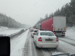Ředitelství silnic a dálnic dalo Eurovii pokutu za neuklizenou silnici u Paceřic, kvůli sněhu byl zablokovaná