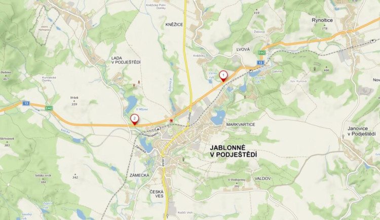 Místa opravy mostů.