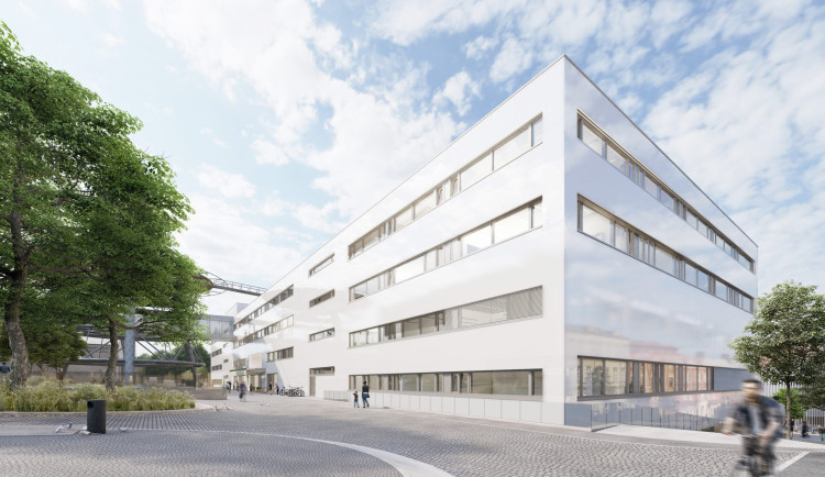 Pohled na část nového pavilonu nemocnice.