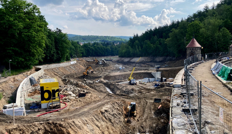 Aktuální stav přehrady Harcov.