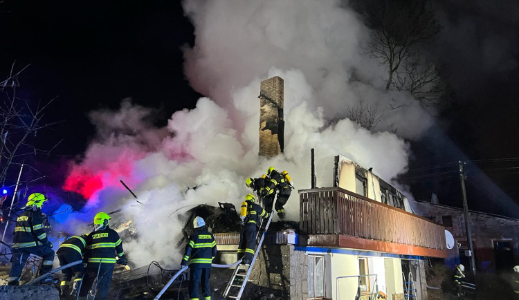 Požár domu v Zásadě.