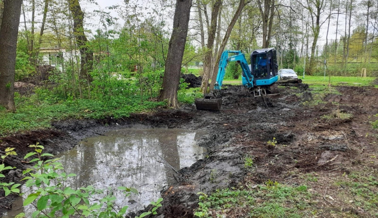 Budování mokřadů v Novém Boru.