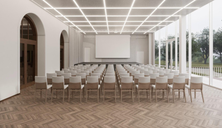 Nový prosklený sál, který vznikne rekonstrukcí Lidových sadů.