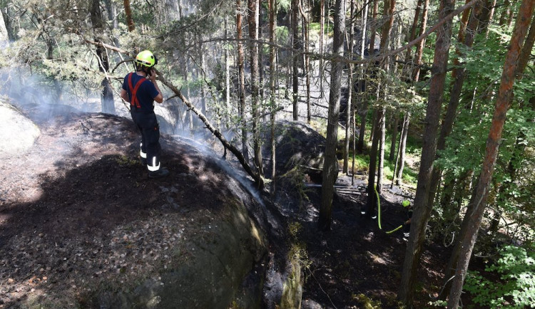 U Frýdštejna hořel hektar lesa, příčinou asi byla manipulace s otevřeným ohněm