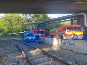 Mezi Kauflandem a Home Credit arénou hořel v lesíku odpad. Hasiči požár lokalizovali během půl hodiny