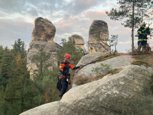 Premiérový zásah profesionálních hasičů v kraji – na Hruboskalsku  zachraňovali ze skalní průrvy 11 divočáků
