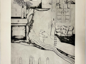 Naděžda Plíšková - Triptych (levá strana), 1967, suchá jehla, papír, 68 x 52 cm